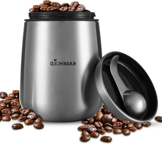 Bicchiere di caffè in acciaio inossidabile con cucchiaio magnetico - contenitore di conservazione a tenuta di aria per caffè in grani - 15 litri