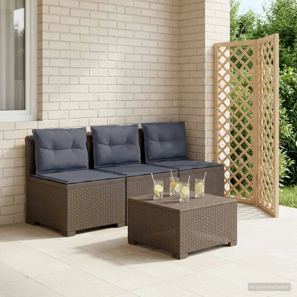Divano da giardino 3 posti con cuscini in look rattan 3 posto 8011991