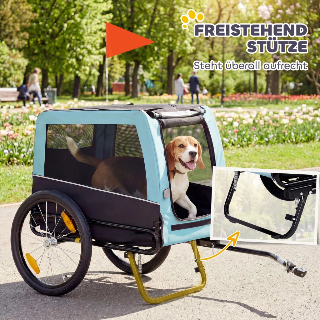 Rimorchio Bicicletta Pieghevole per Cani ¨C Xylo ¨C Blu Chiaro, 143x70x90 cm, Max 20 kg