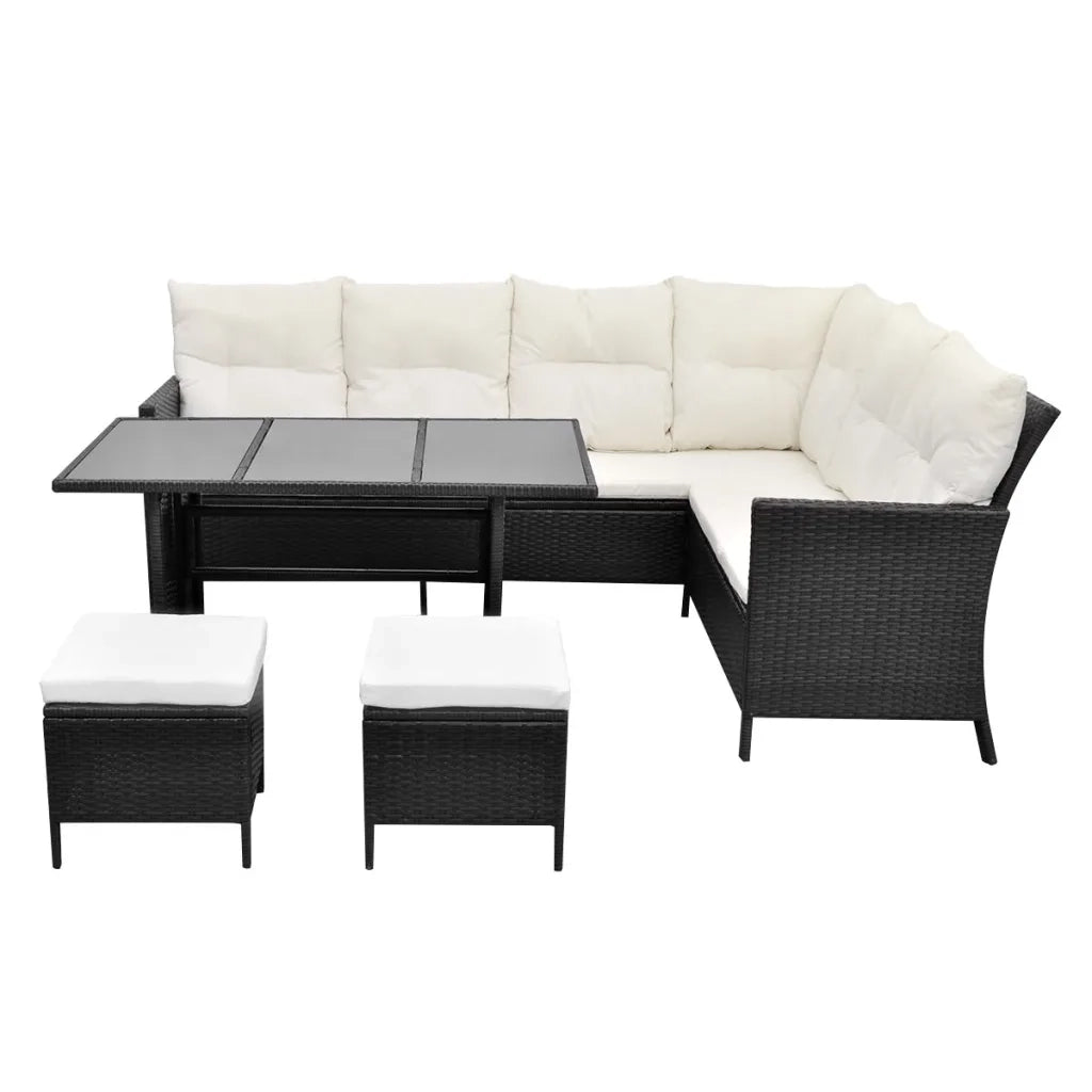 Set Divani da Giardino 4 pz con Cuscini in Polyrattan Nero 43096