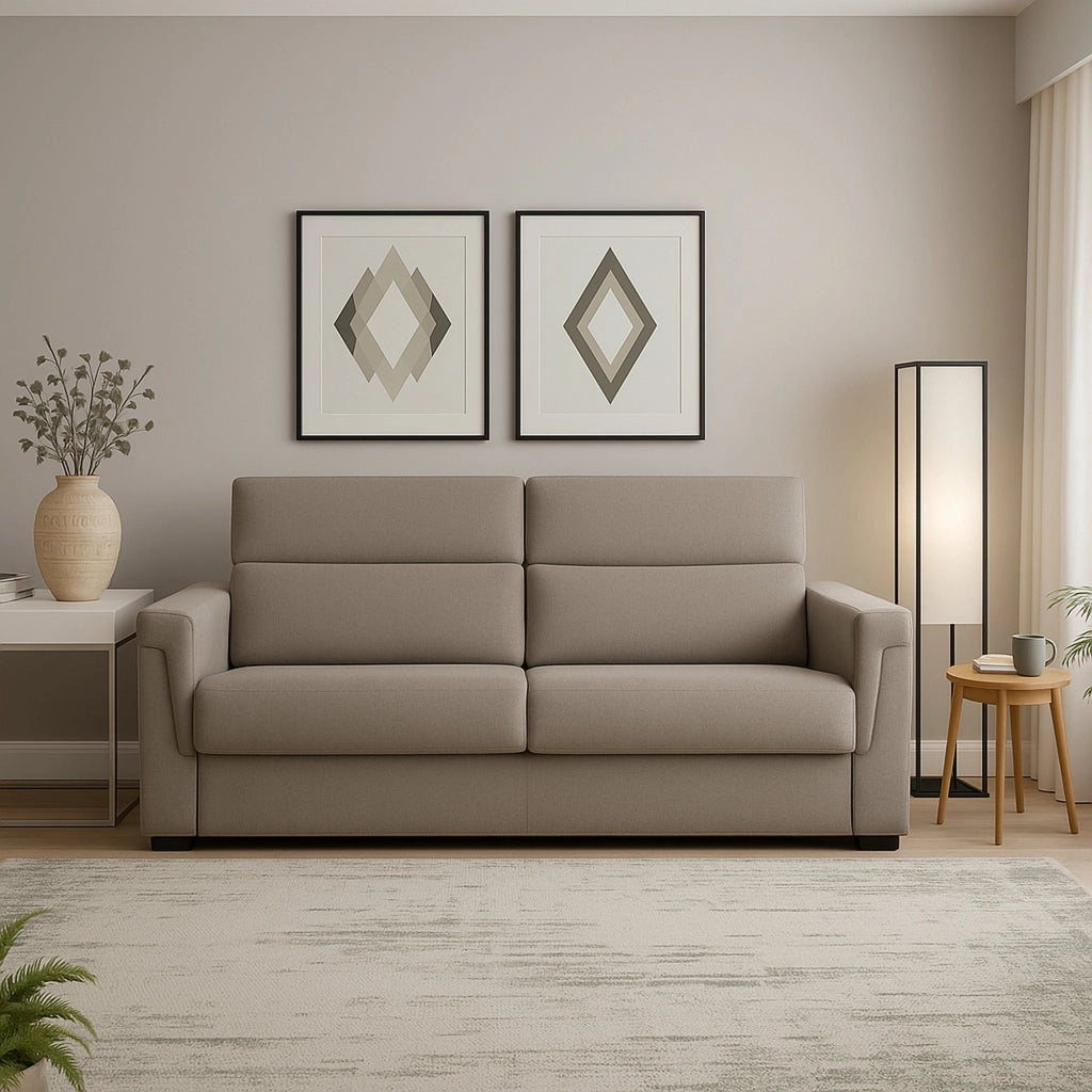Cantu, Divano Fisso 3 Posti Sfoderabile Made in Italy, 225x95 cm Grigio Tortora