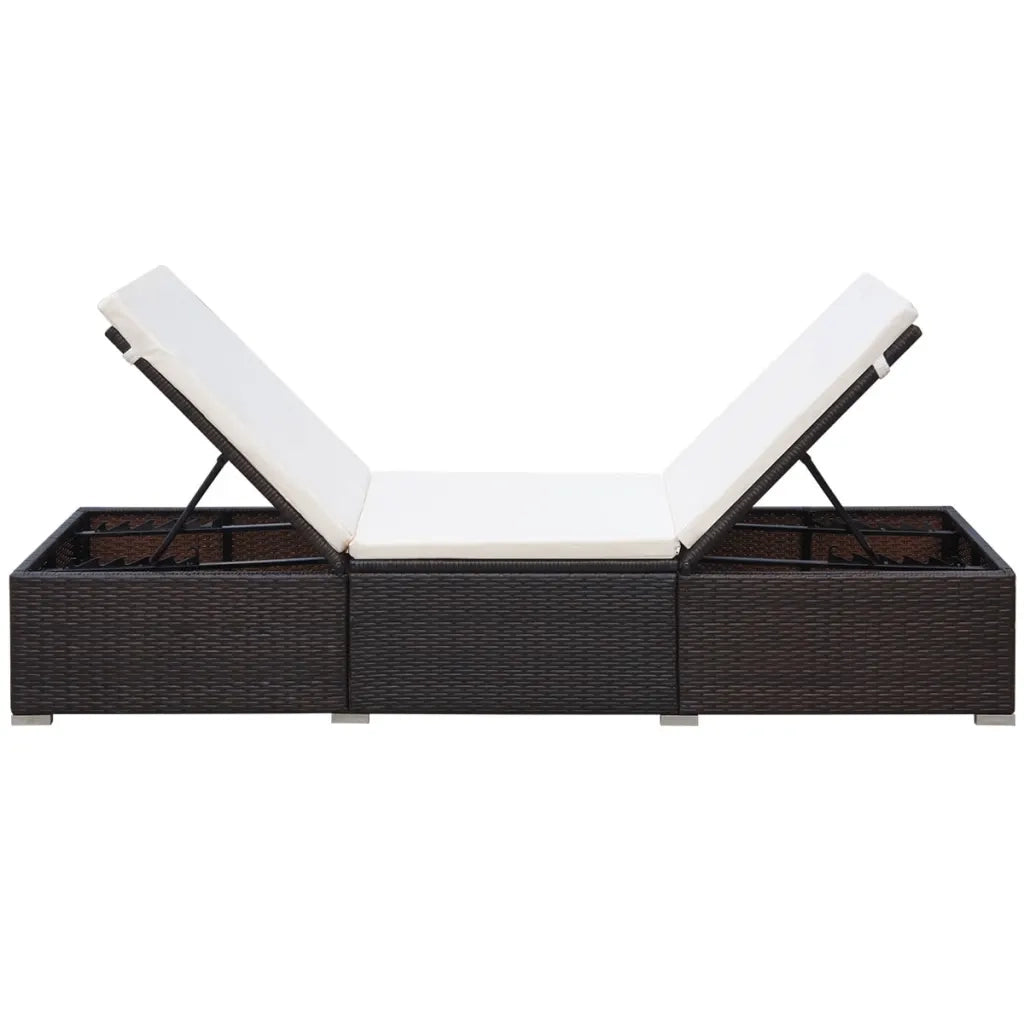 Lettino Prendisole con Cuscino in Polyrattan Marrone 44403