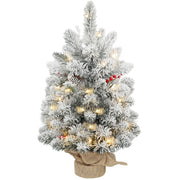 Albero di Natale Artificiale 60 cm con Luci LED ¨C Minimal ¨C Verde con Neve