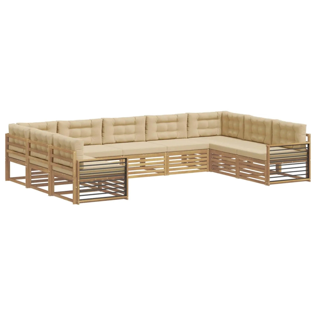 Set di divani da esterno 9 pz Bianco e Beige 3391168
