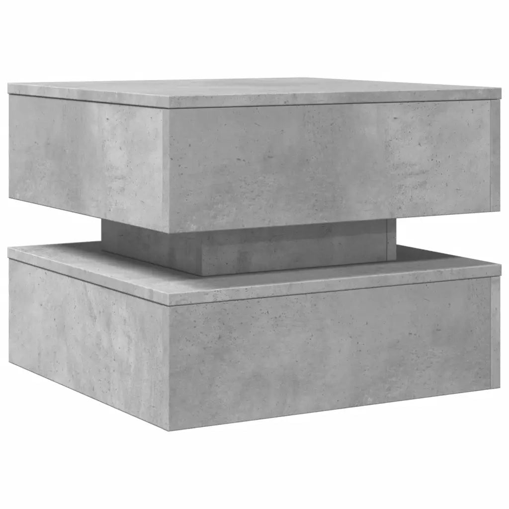 Tavolino da Salotto con Luci LED-Tavolino da soggiorno Grigio Cemento 50x50x40 cm 762576