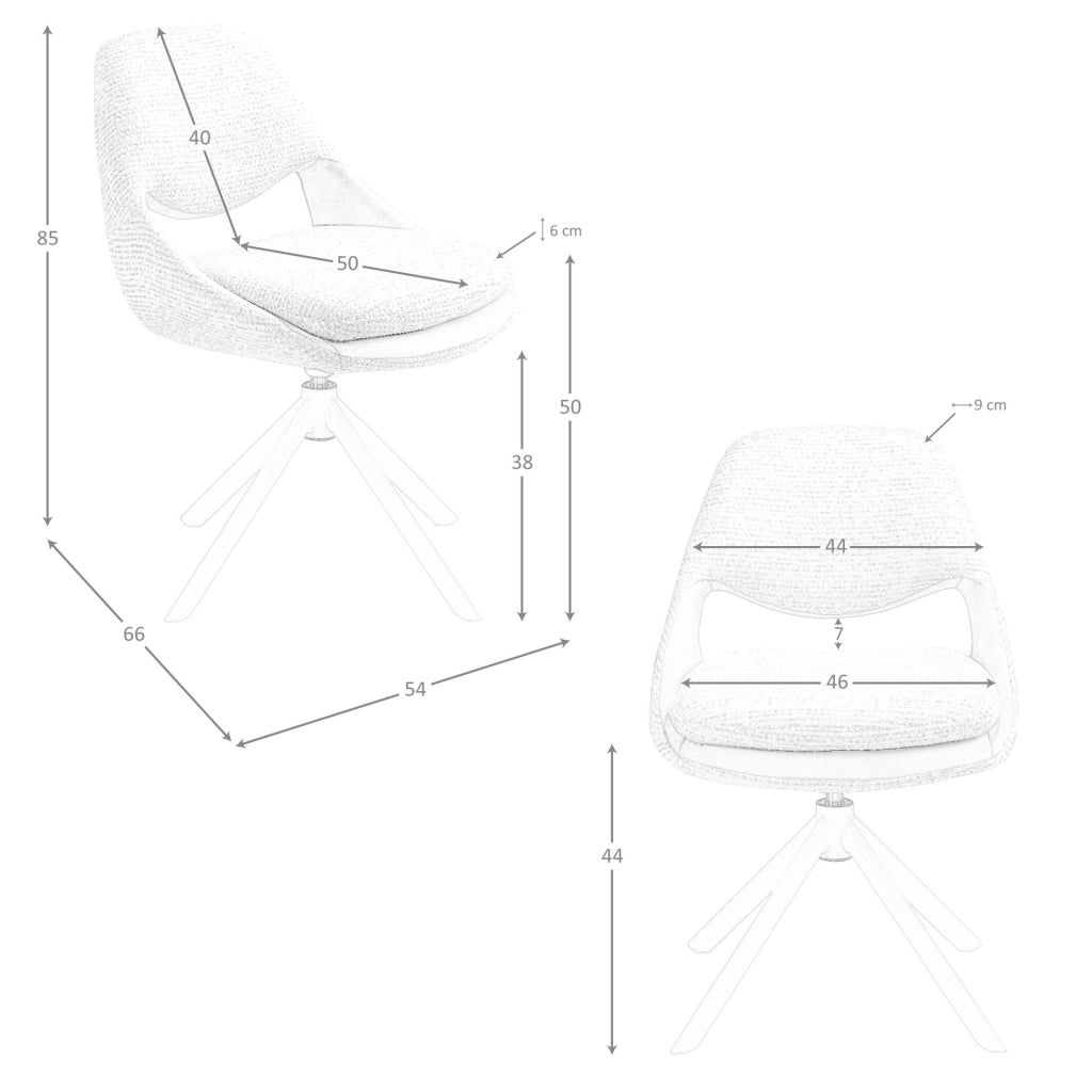 Sedia girevole in tessuto bianco sporco e crema
