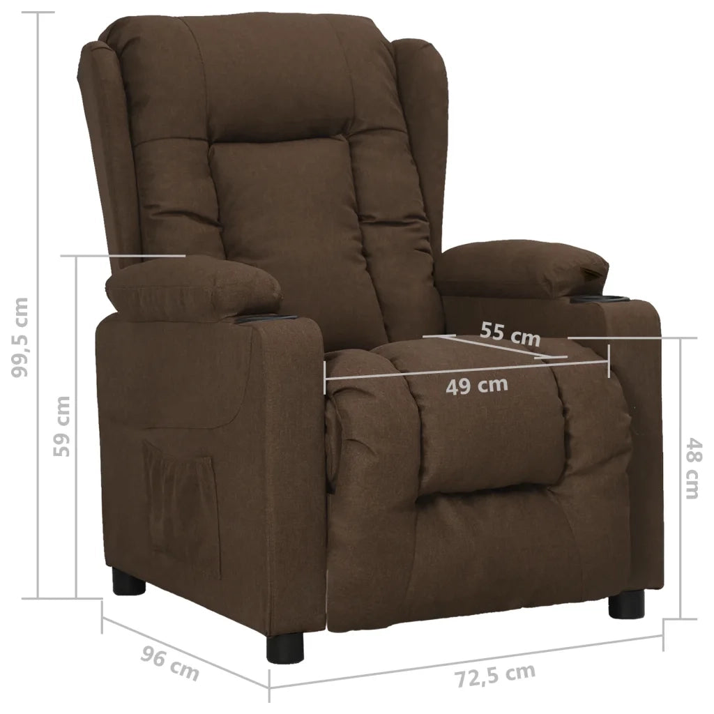 Poltrona Reclinabile in Tessuto Marrone 339052