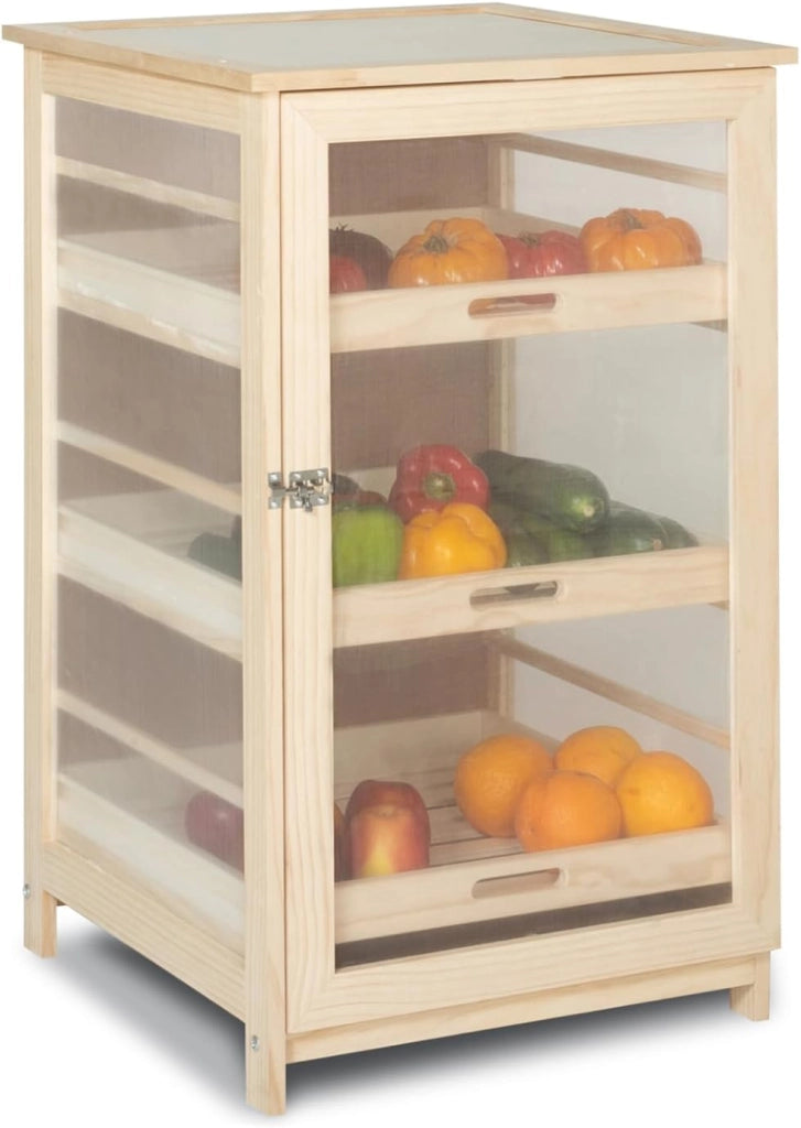 IDMarket - Cassetta per frutta e verdura in legno con 3 cassetti estraibili VEGGE
