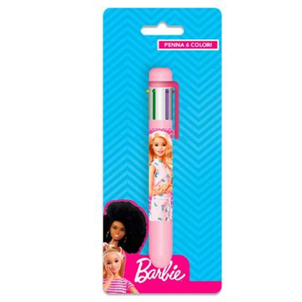 Trade Shop - Penna Con 6 Colori Barbie Accessorio Scuola Regalo Cancelleria Per Bambine 961693 -