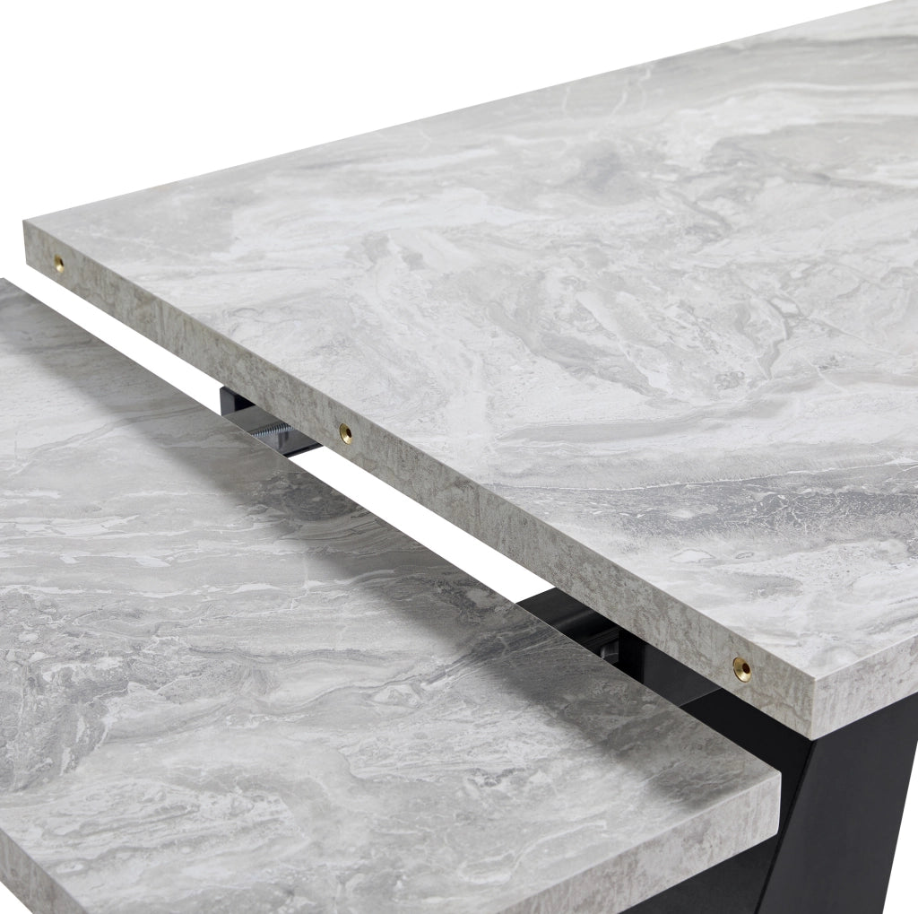 Tavolo da pranzo allungabile 99-159x74x77 cm; MDF e metallo; nero e grigio