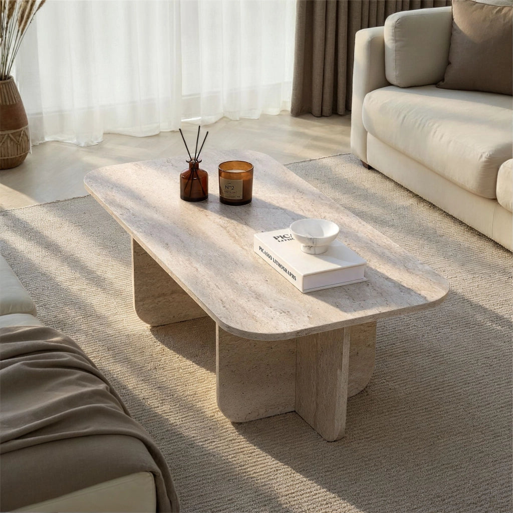 Tavolino in legno "Akira" 120 x 60 x 41 cm - Travertino