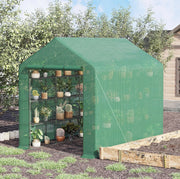 Serra da giardino con ripiani laterali e porta avvolgibile