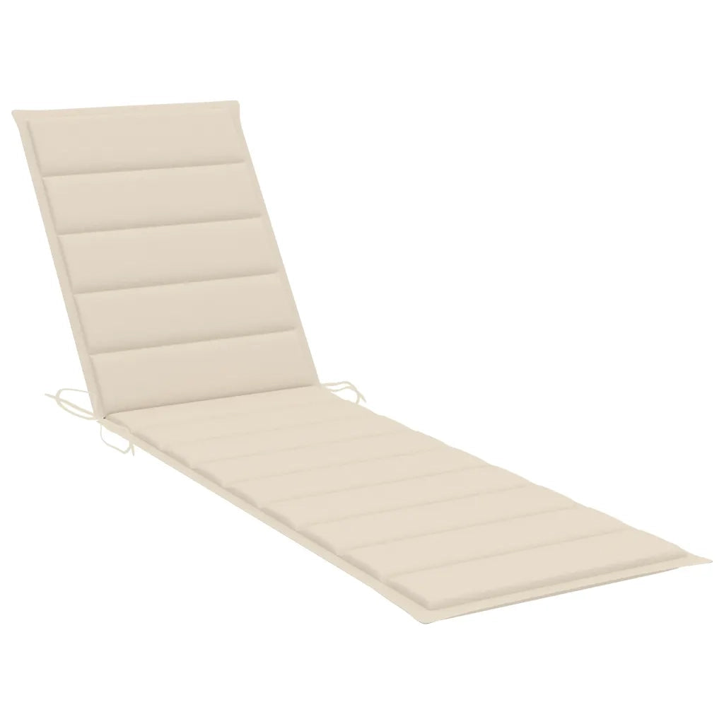 Sdraio 2 pz con Tavolo e Cuscino Crema Legno Massello di Teak 3063008