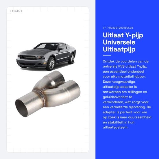 Adattatore di scarico Y-pipa universale - 2,5" OD a 2,5" ID - Duraturo e stabile - Riduci vibrazioni - Adatto per motori...