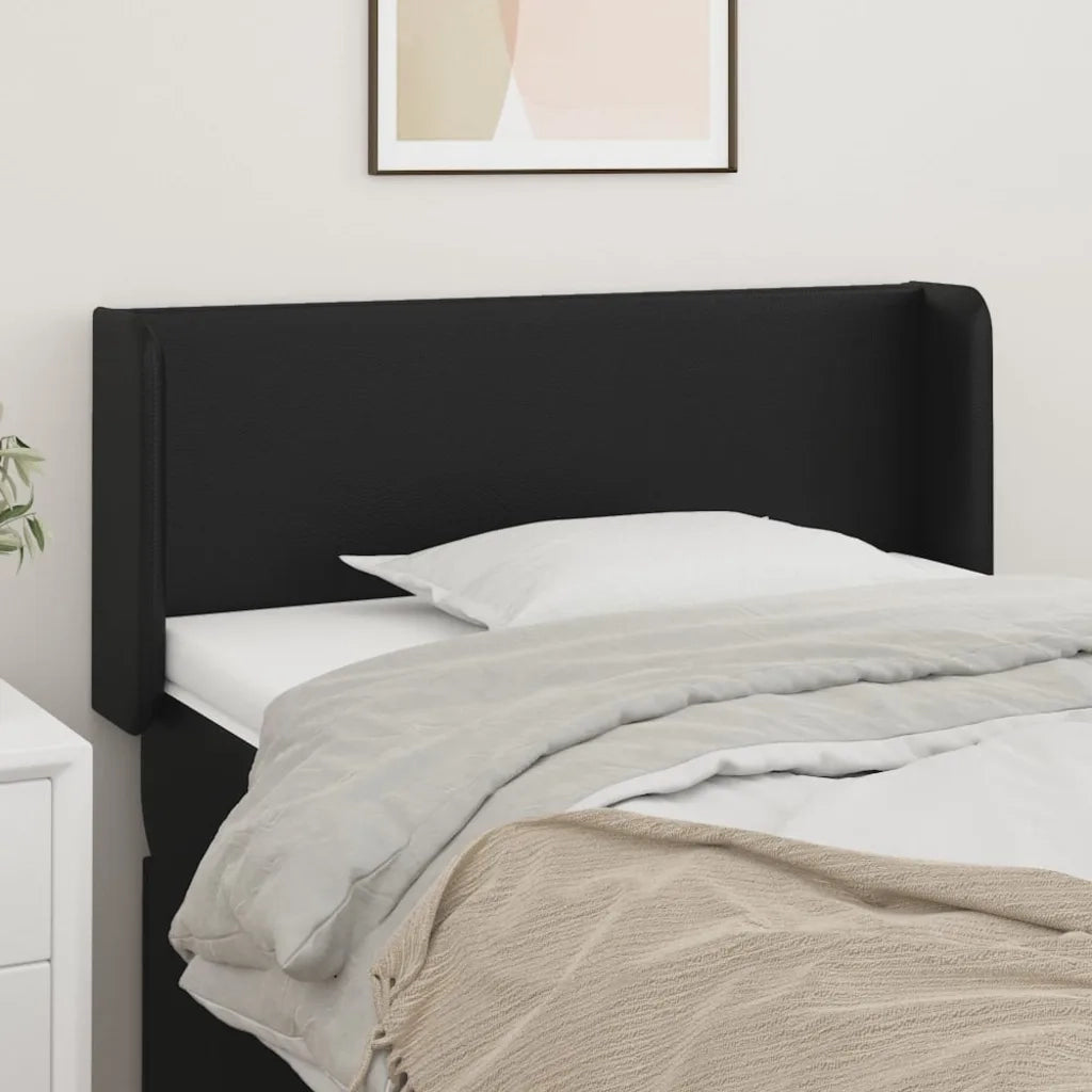Testiera | Testata ad Orecchio Nera 83x16x78/88 cm in Similpelle