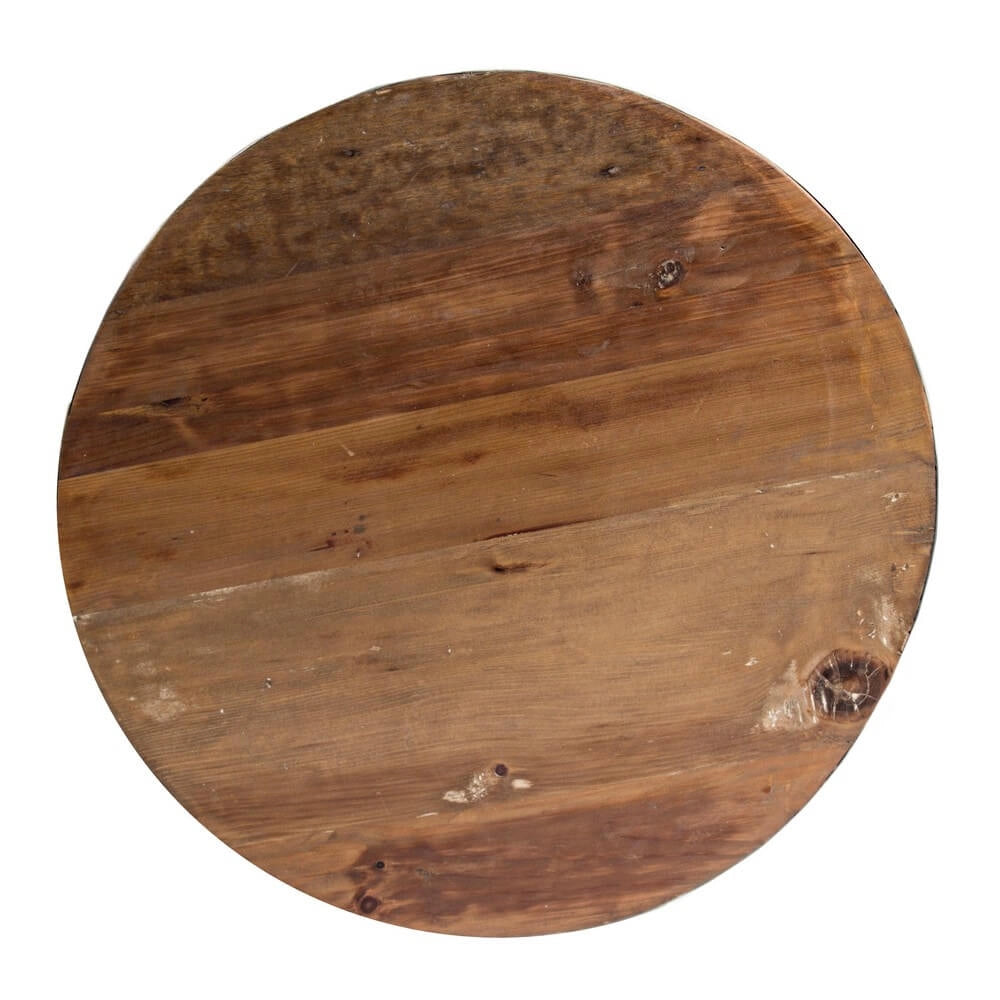 Tavolino Rotondo in Acciaio e Legno Riciclato Base Semisfera - ZEN