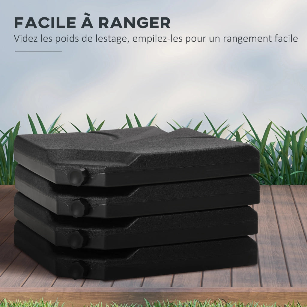 Set 4 Pesi per Parasole ¨C Zephmum ¨C Polietilene Grigio 40x40x10 cm