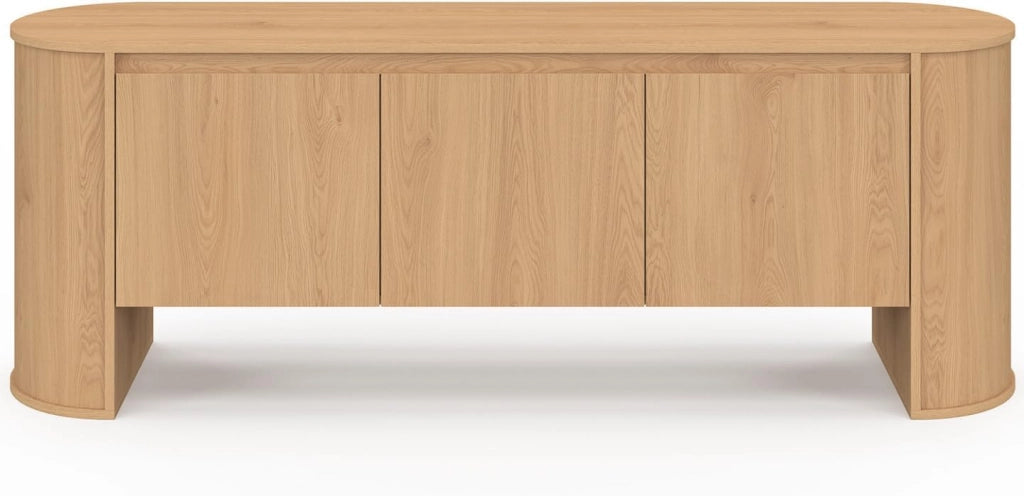 Mobile TV DIVIA 140 cm a 3 ante con design arrotondato in faggio