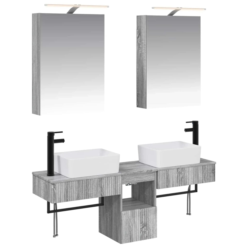 Set di Armadi da Bagno 5 pcs Sonoma grigio 50 x 14,5 x 70 cm 3406316