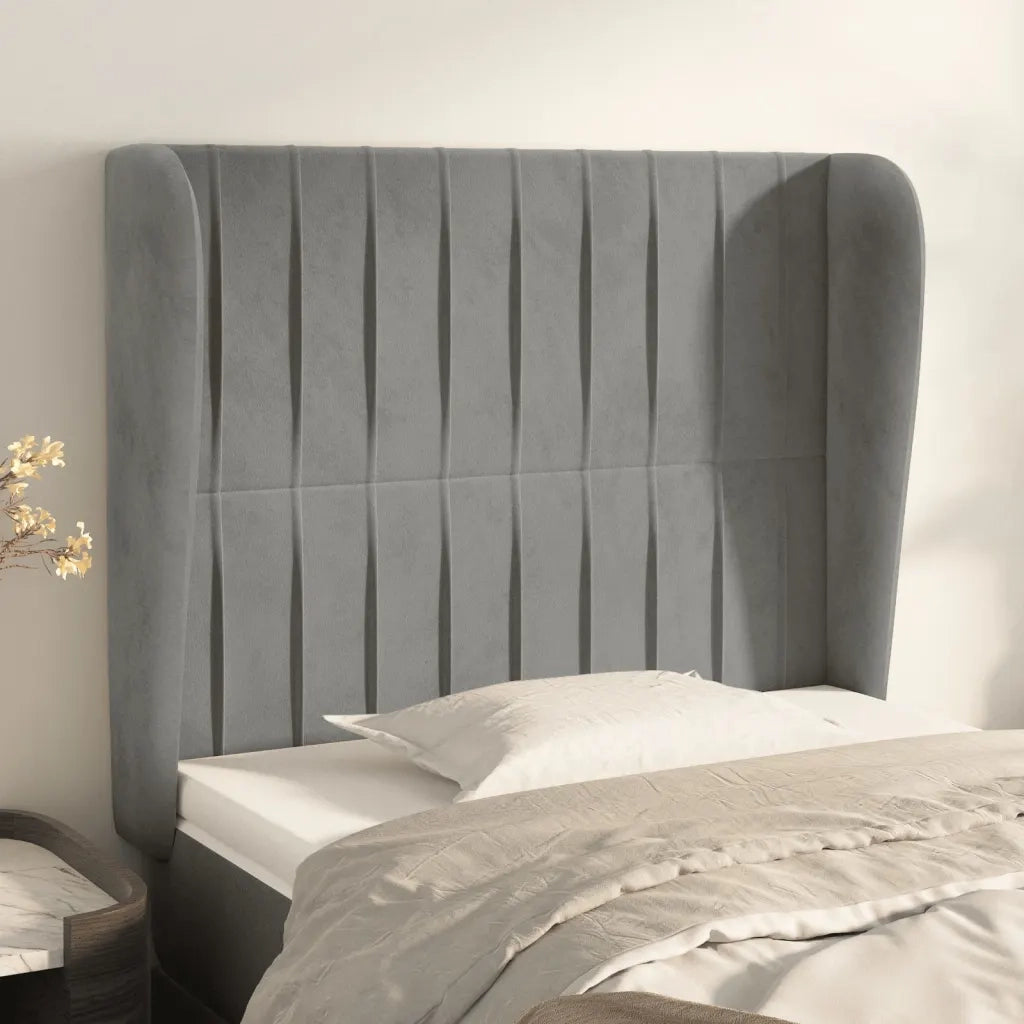 Testiera ad Orecchio Grigio Chiaro 83x23x118/128 cm in Velluto