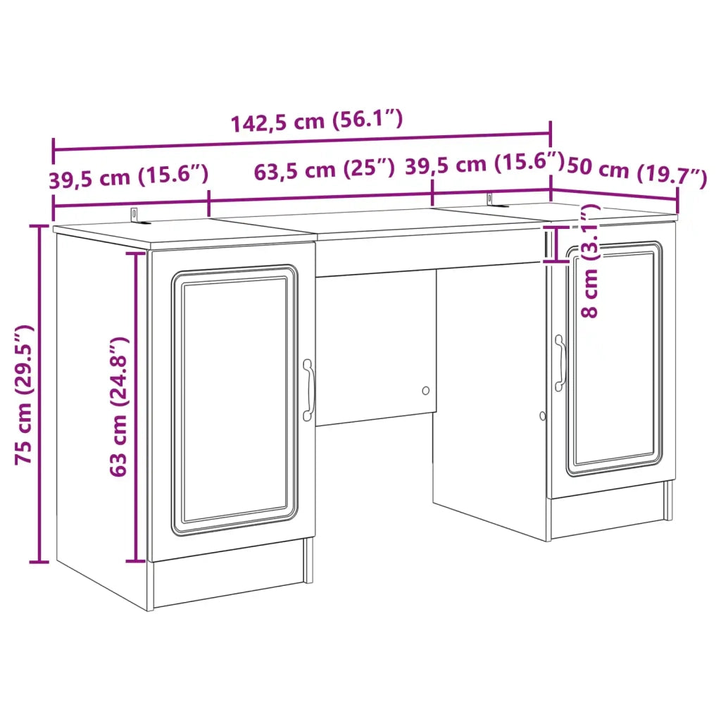 Scrivania Nero 142,5 x 50 x 75 cm Legno ingegnerizzato 3414640