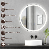 ZMH Specchio da bagno con funzione antiappannamento IP44 Rotondo Bianco Specchio da bagno variabile