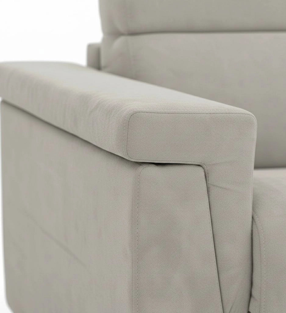 Lapio, Divano Fisso 2 Posti Sfoderabile Made in Italy, 185x95x100h cm Grigio Chiaro