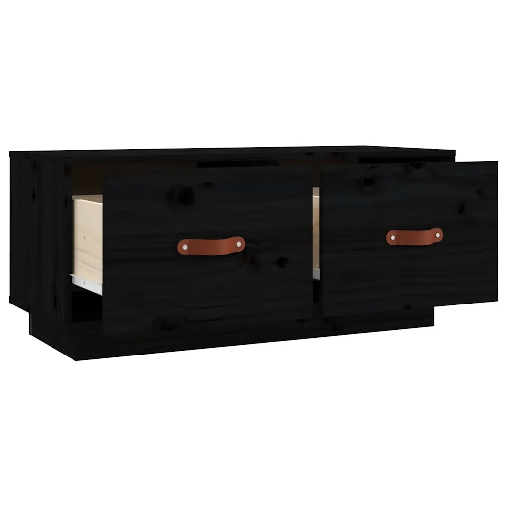 Mobile Porta TV-Mobile per TV-Credenza TV Nero 80x34x35 cm in Legno Massello di Pino