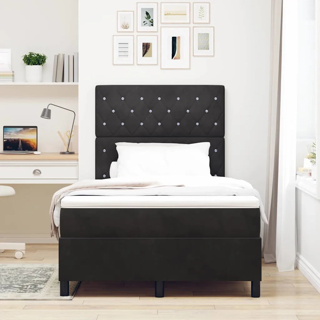 Letto a molle con materasso Nero 120 x 190 cm Tessuto 3339754