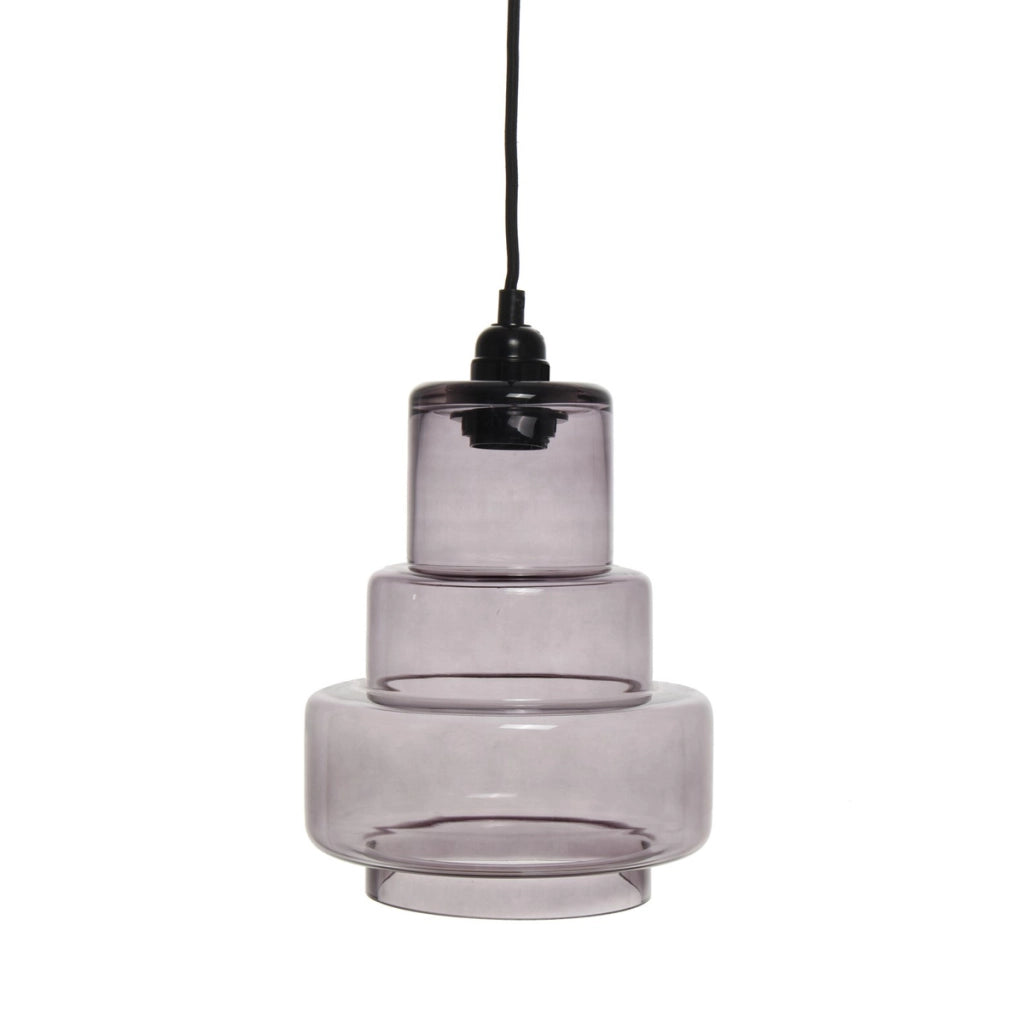 Lampada a sospensione Evy in vetro grigio fume'