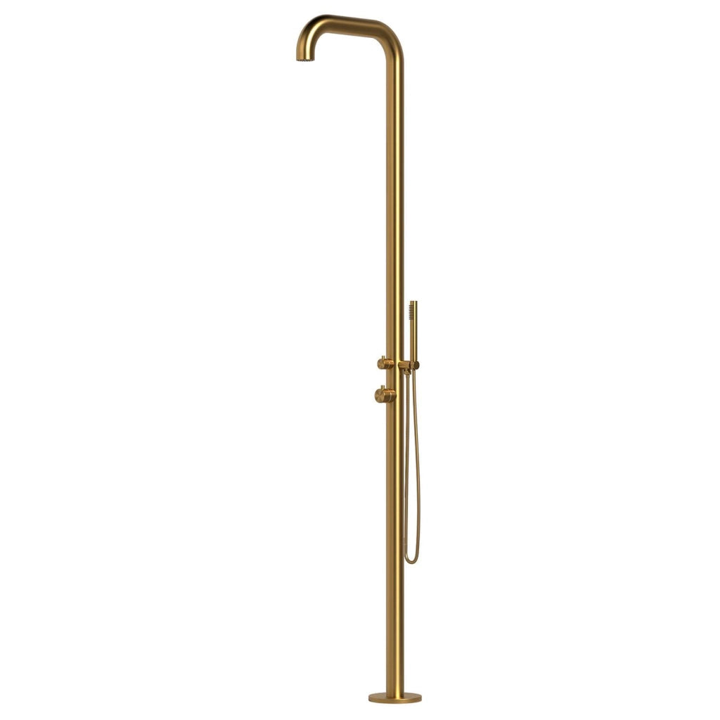 SINED Doccia Esterna in Acciaio Inox 316L Colore Oro Fusto 6 cm Altezza 2300 mm Miscelatore e Doccino Inclusi Modello DOCCIA CHIA ORO