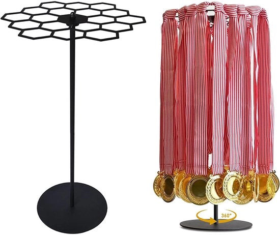 Sostegno per medaglie da ufficio, display per medaglie, hanger per medaglie multifunzionale in metallo, sostegno per medaglie da ufficio per la conservazione, 1 pezzo nero