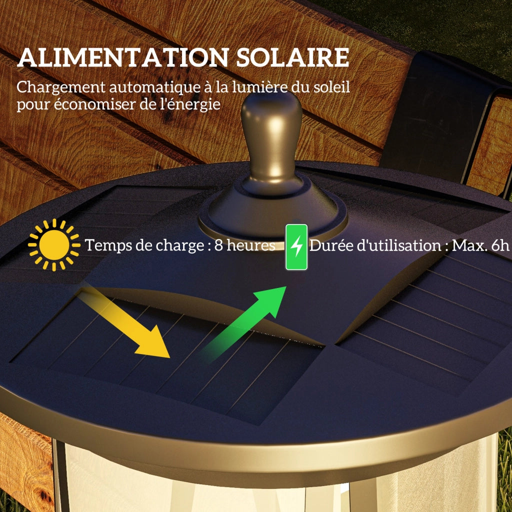 Lampada da giardino solare LED ¨C zephmum ¨C nero 17x17x127 cm