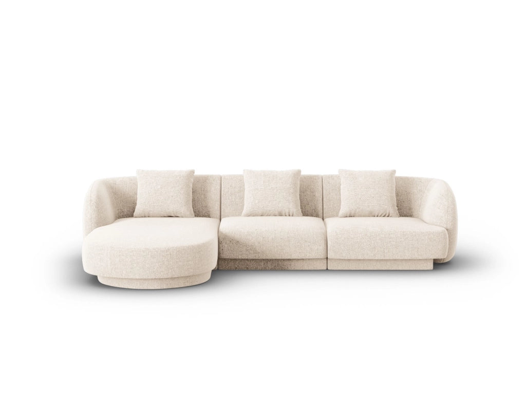Cosmopolitan Design - Divano angolare sinistro "Tulum" 4 posti in ciniglia beige chiaro 