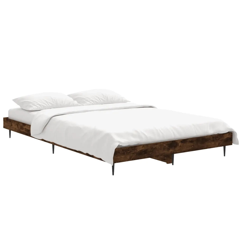 Letto matrimoniale | Letto per adulti | Giroletto senza Materasso Rovere Fumo 120x190 cm in Truciolato