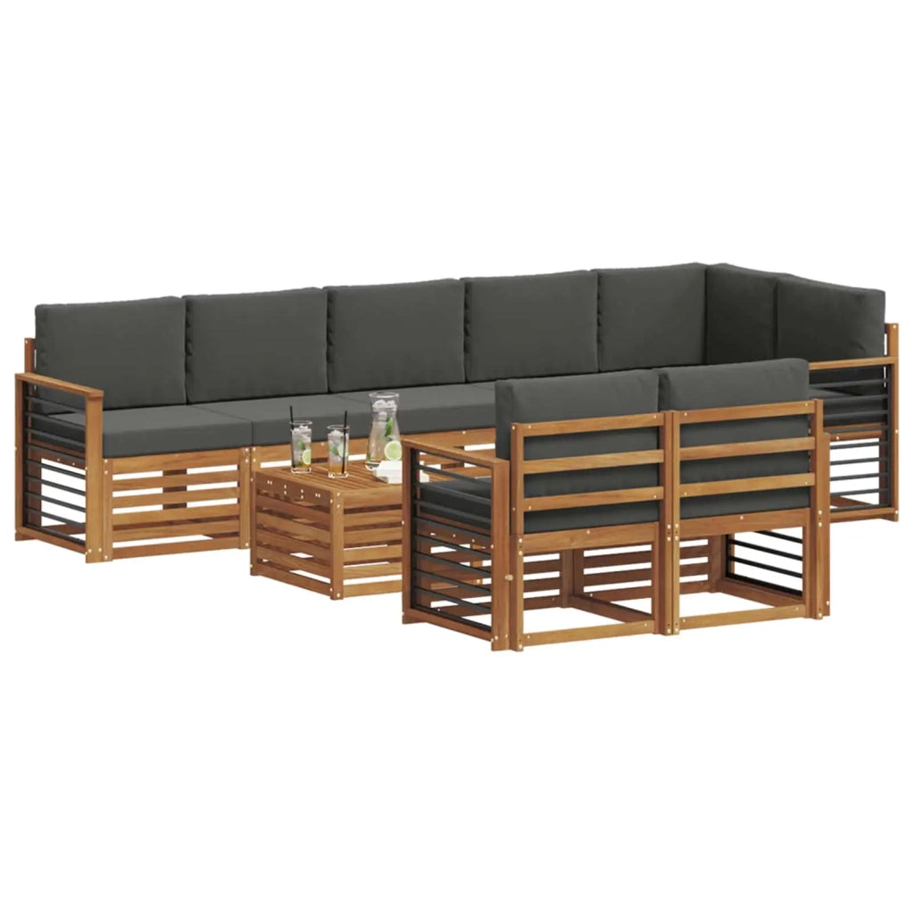 Set divani 9 pcs Naturale e Antracite Legno di Acacia Massello 3375062