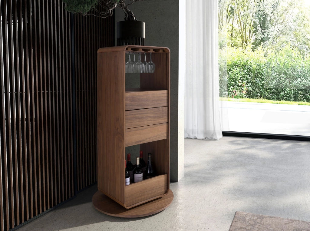 Mobile bar girevole in noce