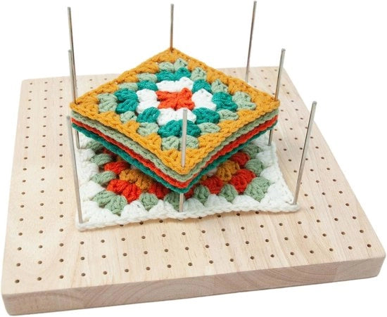 Pannello di blocco per tessitura - Pannello di blocco per tessitura in legno, hilo, quadretti di nonna, cucito, quilting, artigianato, legno premium, 196 fori con 8 pezzi di 8 cm di asta in acciaio - 20cm