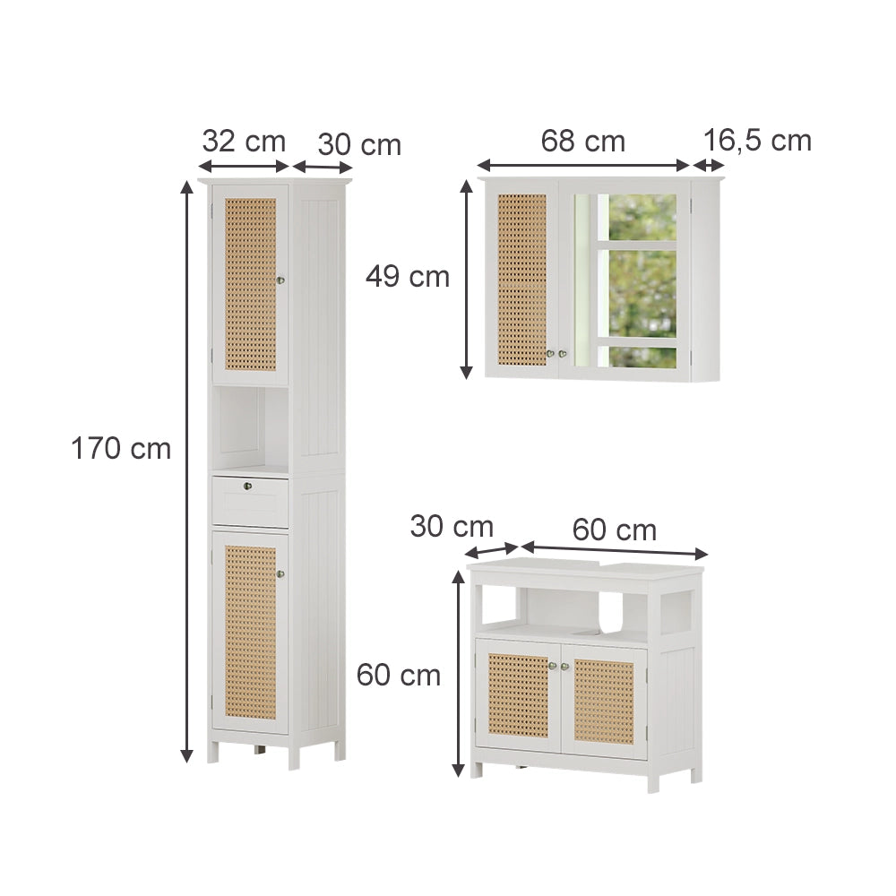 Vicco Set di mobili da bagno Bianco 3 parti, con colonna