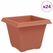 Fioriere | Cassetta per fiori | Vaso quadrato per fiori 24 pz Rosso Mattone 38 x 38 x 30 cm