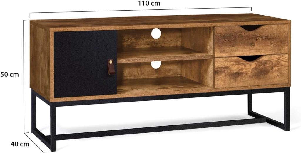 Porta TV CHICAGO a 2 cassetti con armadio dal design industriale
