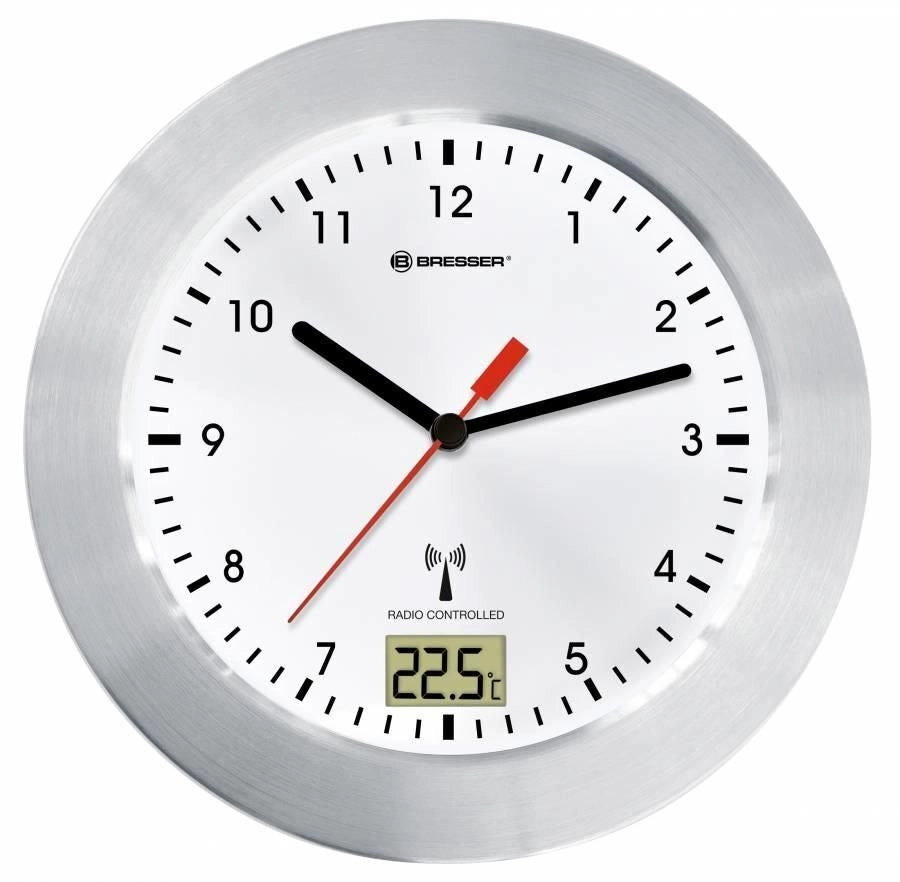 Bresser Optics MYTIME BATH RC Orologio al quarzo Cerchio Argento, Bianco