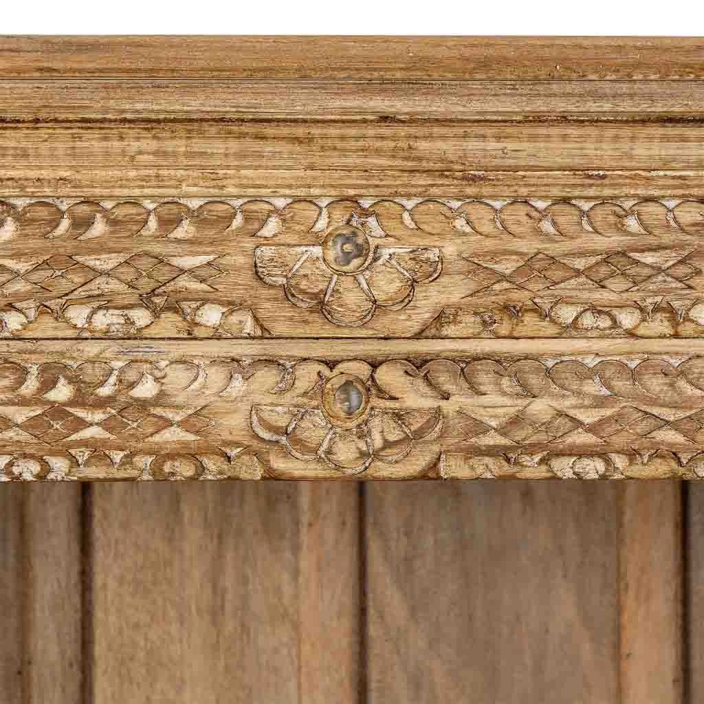 Scaffale artigianale in legno marrone con 4 ripiani, 106x43x180h cm
