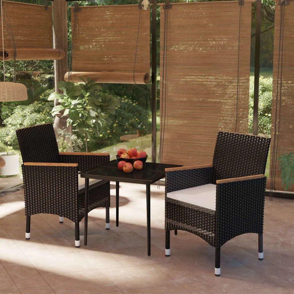 Set da Pranzo da Giardino 3 pz | Set Salotto da Giardino con Cuscini Nero
