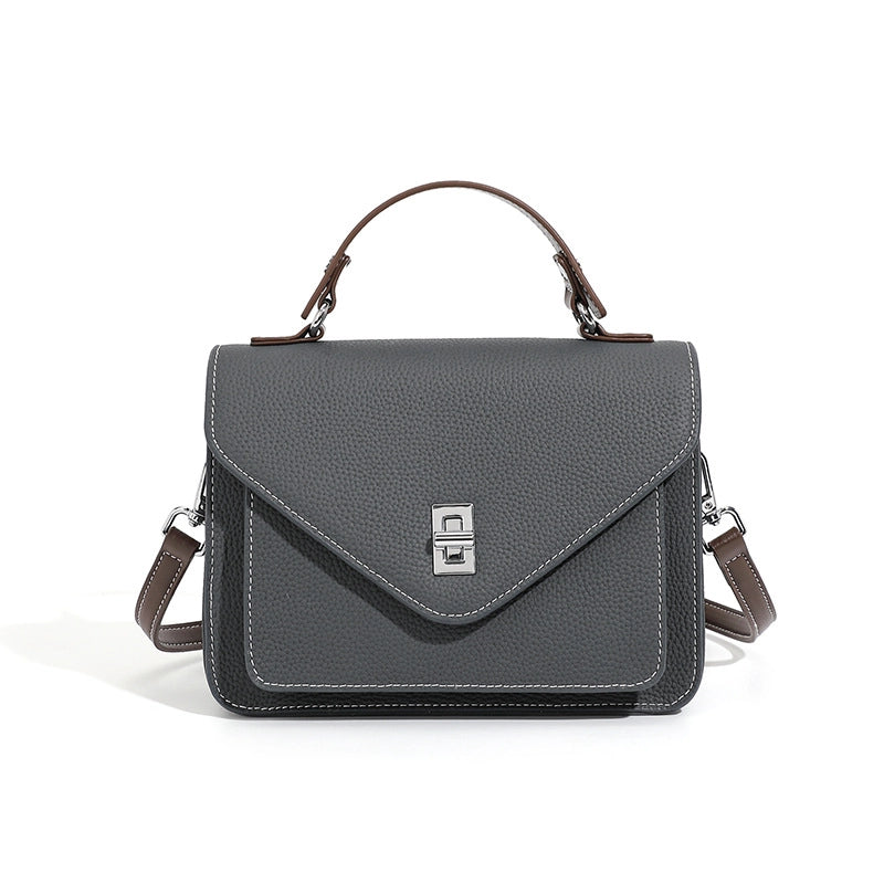 Nuova borsa a tracolla francese, piccola borsa quadrata in vera pelle, borsa a mano blu