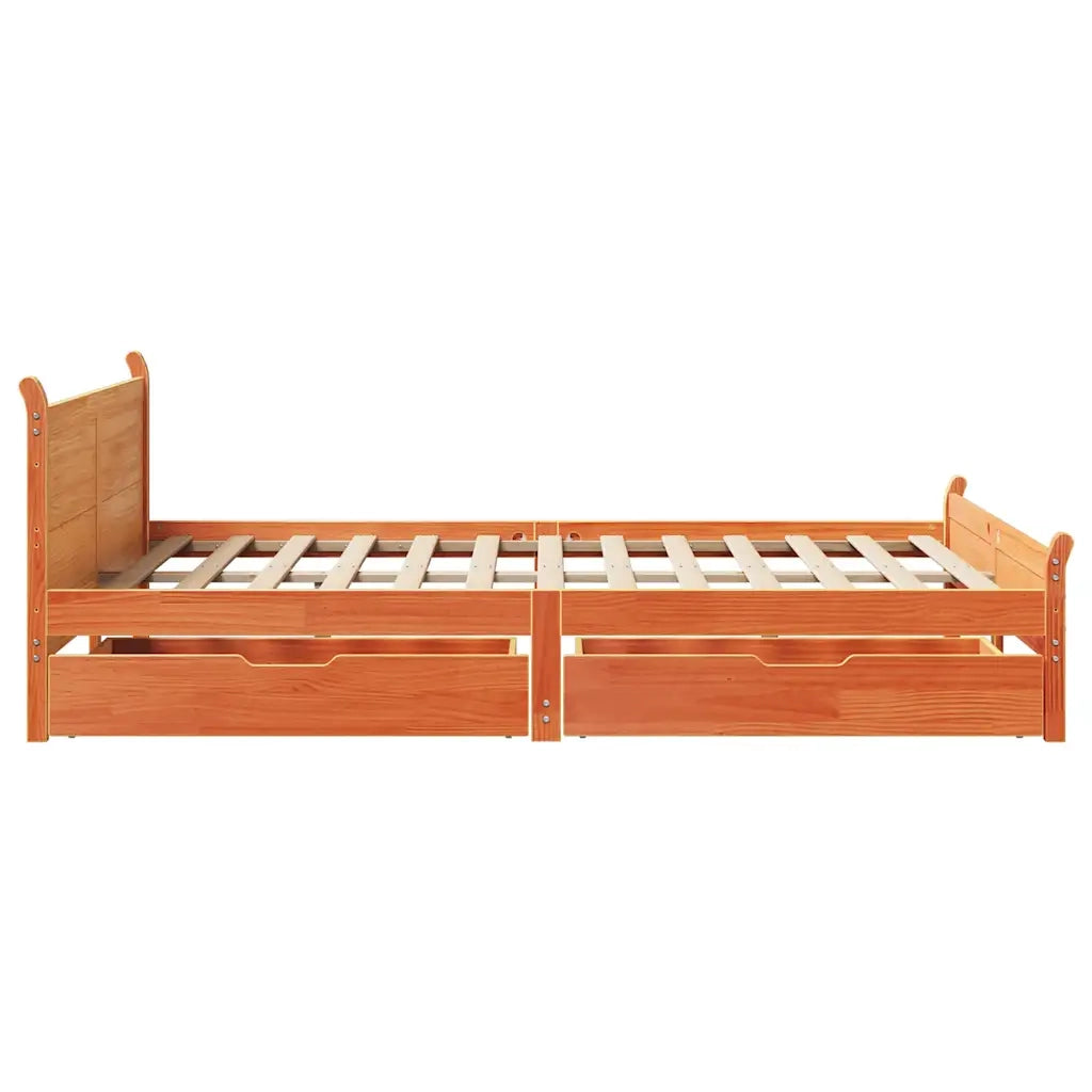 Letto senza Materasso Marrone Cera 140x190 cm in Legno di Pino 3309784