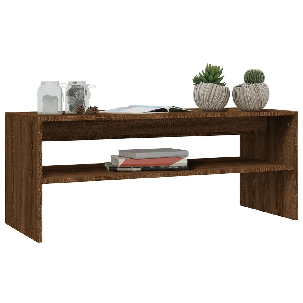 Tavolino Salotto Rovere Marrone 100x40x40 cm Legno Multistrato cod mxl 23898