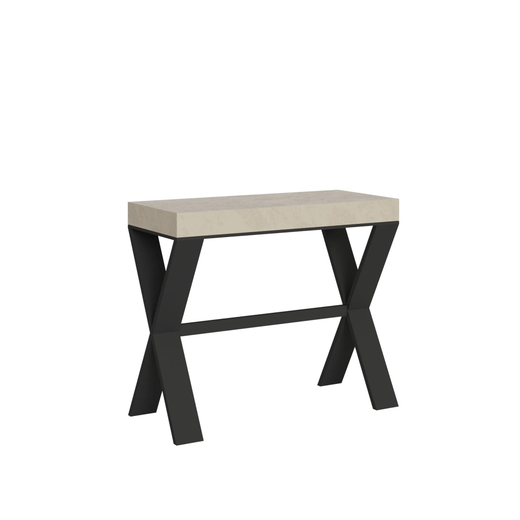 Consolle Allungabile 90-196x40x77 cm Xenia Small Cashmere Telaio Antracite