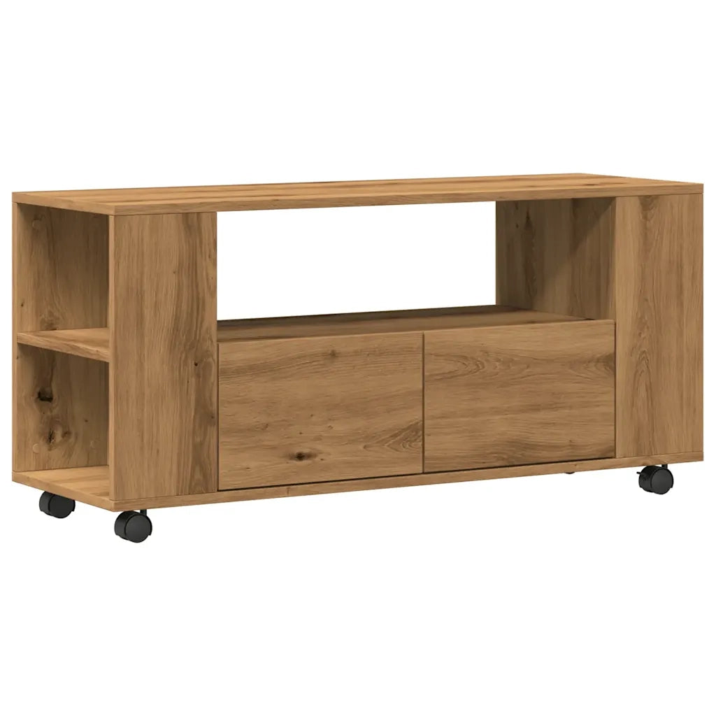 Mobile Porta TV con Ruote-Mobile per TV-Credenza TV Artigianale 102x34,5x43 cm Truciolato