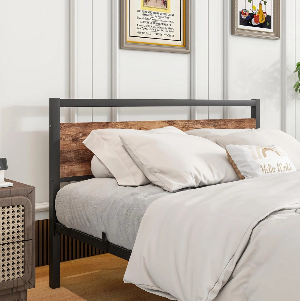 Letto matrimoniale 140x200 cm in metallo e MDF marrone antico